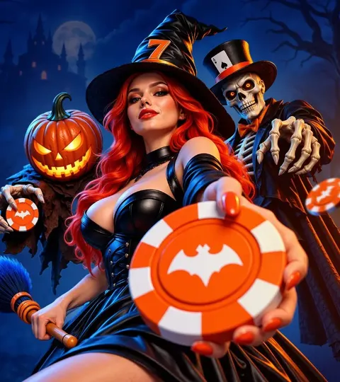 Ведьма с фишкой — Halloween Monster Party в Mostbet